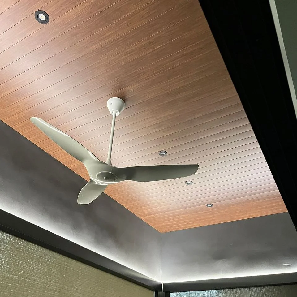 Fan set into the panel, aluminium smart ceiling supplied by Alu-R Pro in Singapore